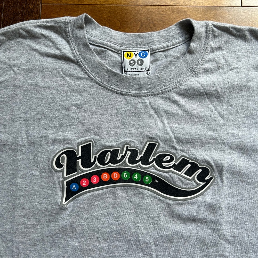 Harlem NYC Subway Line Gray T-Shirt Size Large - Picture 2 of 6